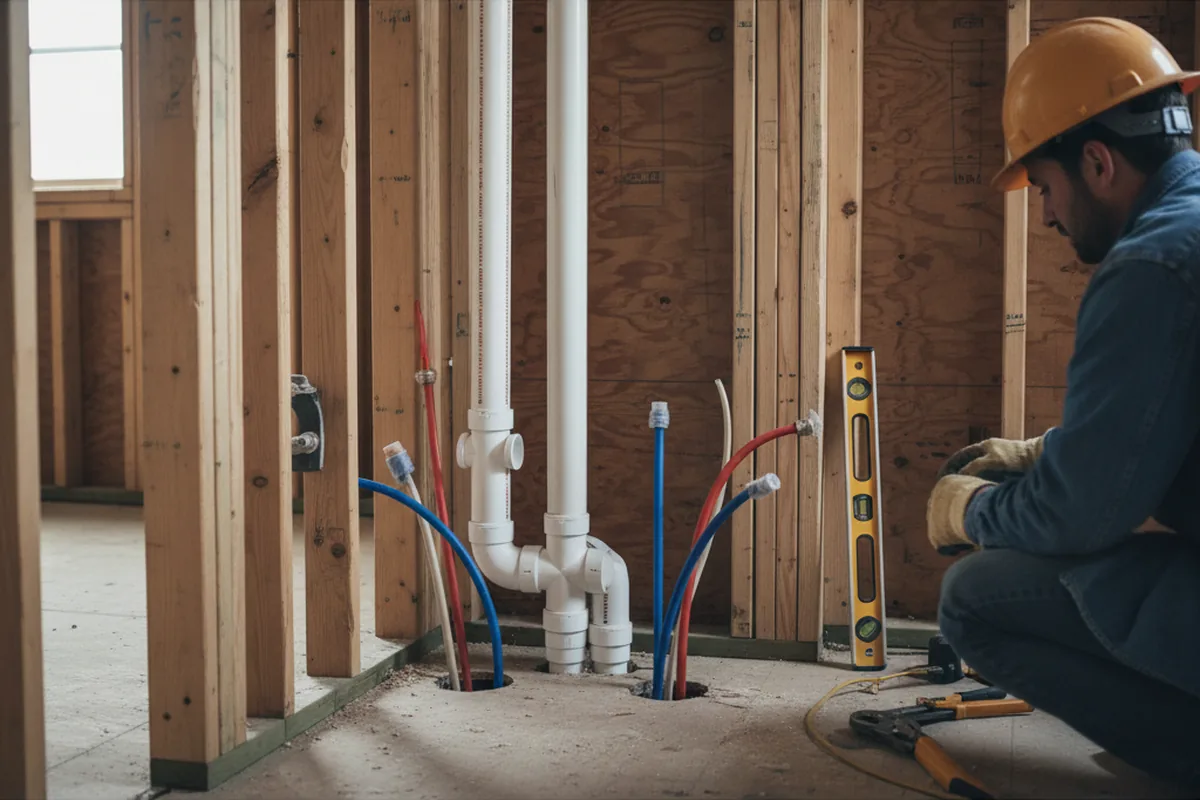 Drain and supply rough-in during Leak Detection in Leesville