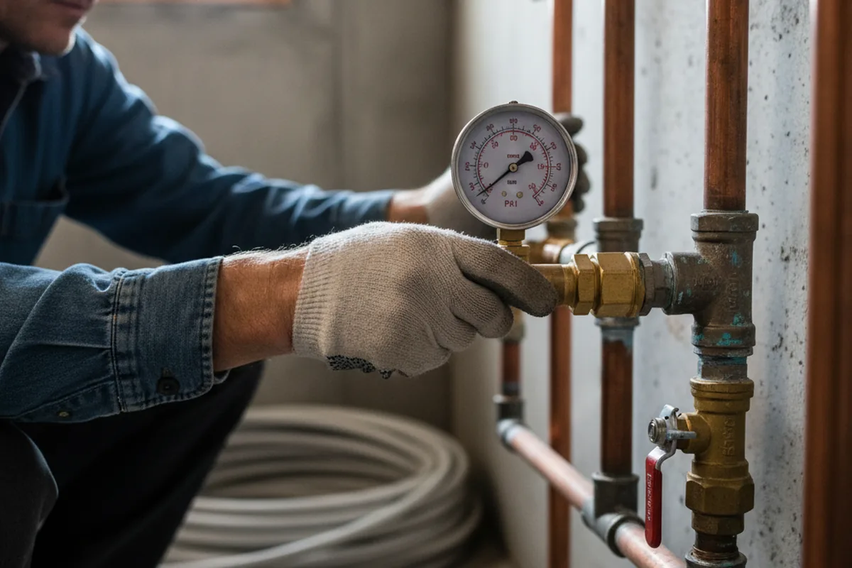 Pressure testing a repaired line during Water Line Repair in Leesville